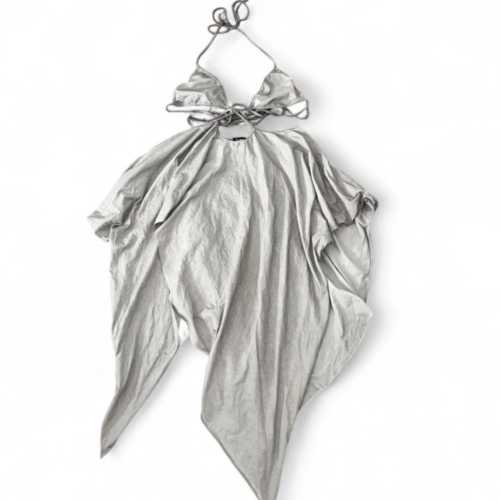 Sold-NWT Darker Wavs x Dolls Kill XL Grey Strappy Asymmetrical Dress